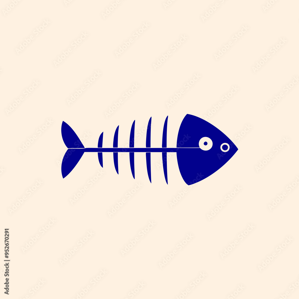 Fish Skeleton Vector Art on White Background Fish Skeleton Vector Art on White Background
