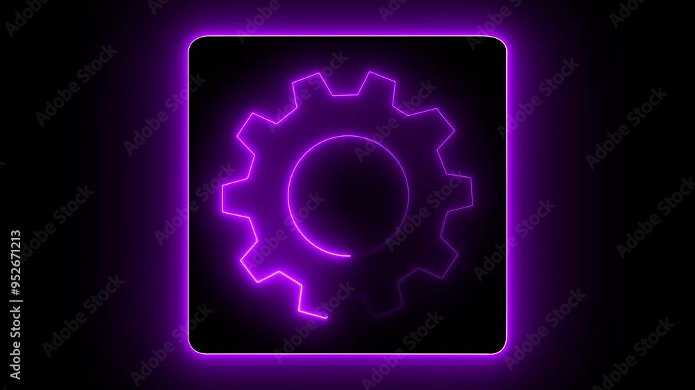 Update neon setting icon setup animation, Spinning gears animation, glowing neon setting icon. Technology setting icon on black background. Pink color settings concept. Concept for growth and success Update neon setting icon setup animation, Spinning gears animation, glowing neon setting icon. Technology setting icon on black background. Pink color settings concept. Concept for growth and success