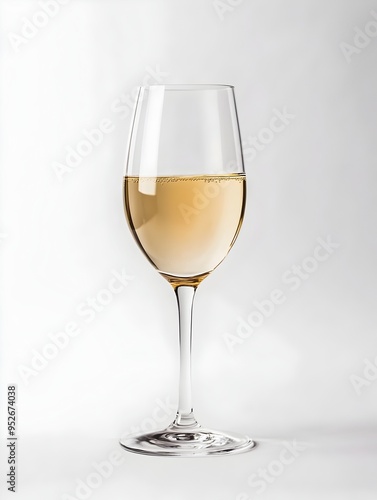 Elegant Champagne Glass with Sparkling Golden Liquid on Pristine White Background