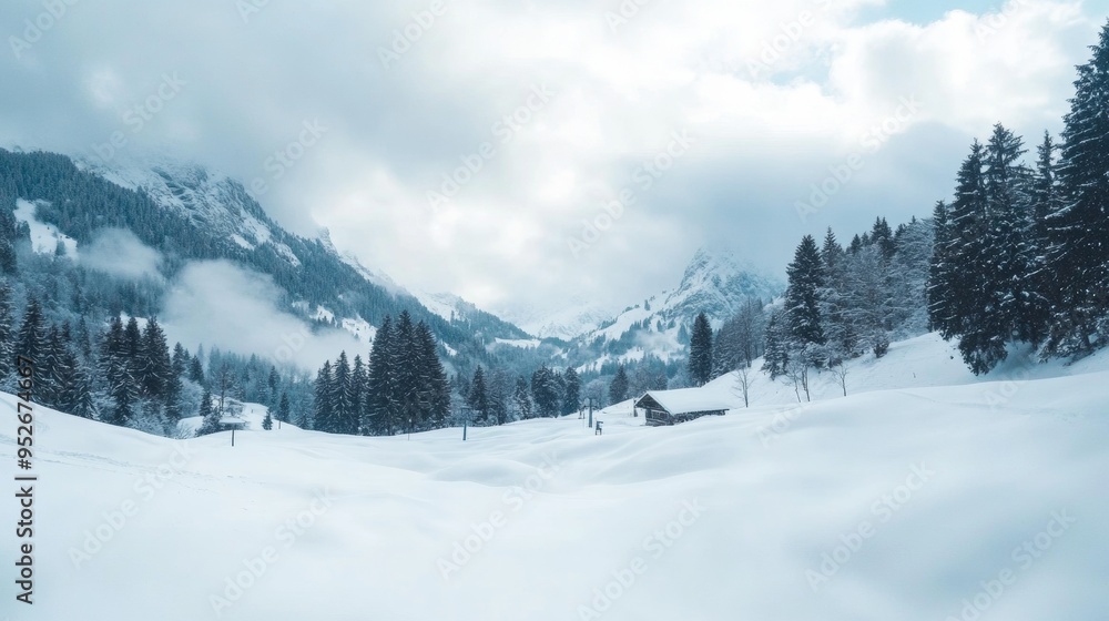 Heavy snowfall blanketing a mountain landscape winter weather Heavy snowfall blanketing a mountain landscape winter weather