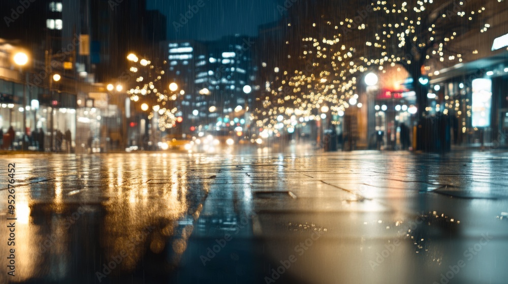 Light rain falling on a city street at night wet weather Light rain falling on a city street at night wet weather