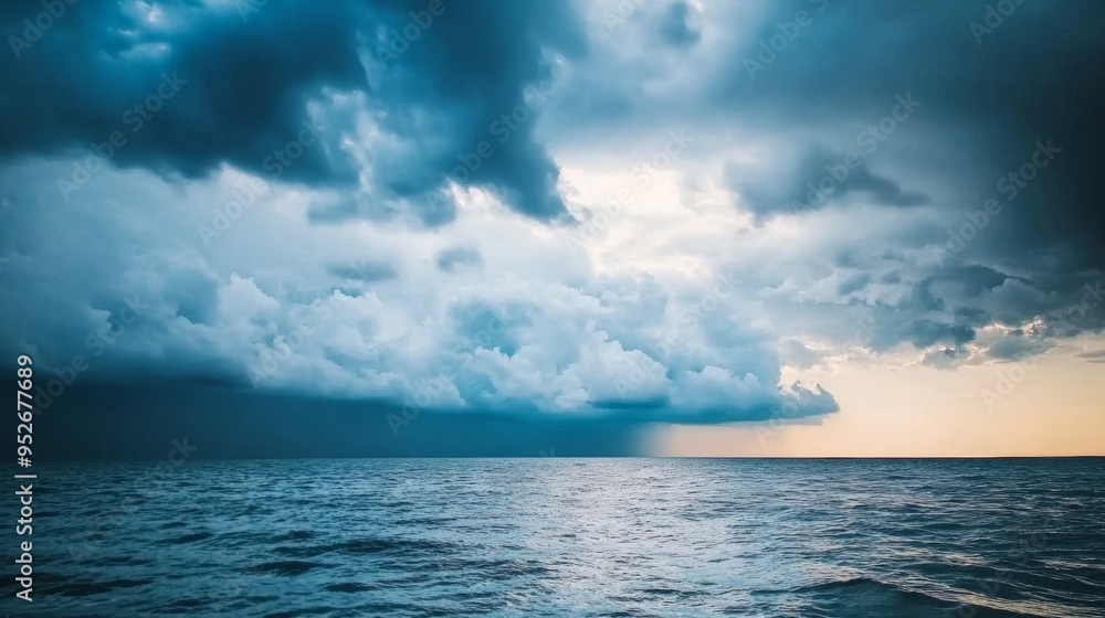 Fototapeta premium Overcast sky with dark clouds threatening rain gloomy weather