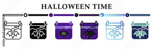 Collection of halloween time icons in variety of styles. Representing day halloween or spooky themes. Halloween sweets. Happy Halloween. 