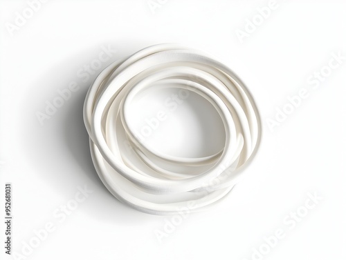 Elegantly Coiled Resistance Band on Minimalist White Background
