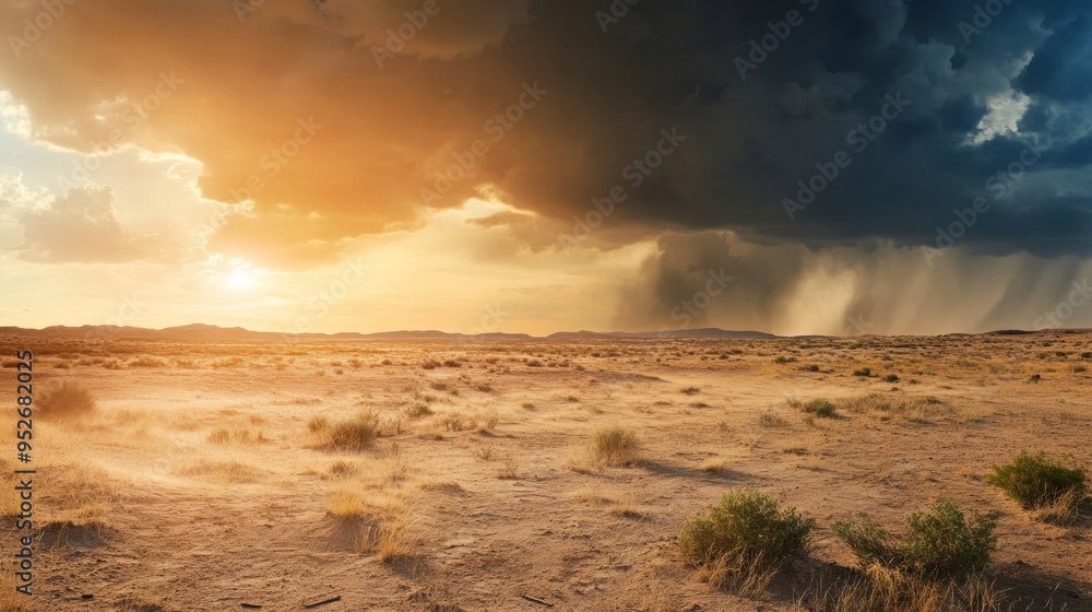Sandstorm sweeping across a barren desert harsh weather Sandstorm sweeping across a barren desert harsh weather
