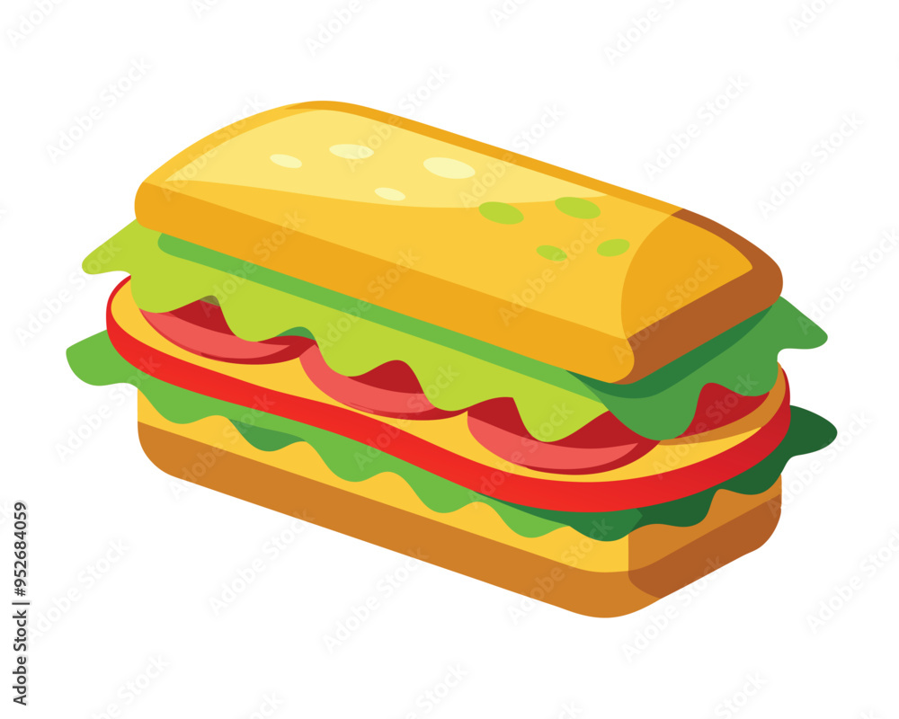 delicious sandwich with crispy bacon fresh lettuce and layered cheese vector illustration delicious sandwich with crispy bacon fresh lettuce and layered cheese vector illustration