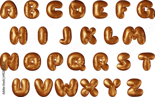 3d bronze alphabet balloon set