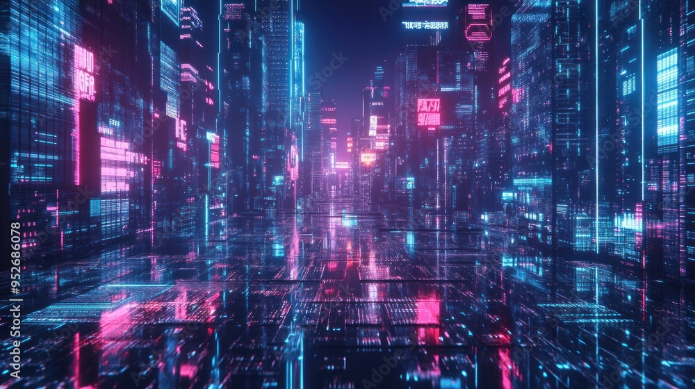 Neon Cityscape: A Futuristic Urban Landscape Neon Cityscape: A Futuristic Urban Landscape