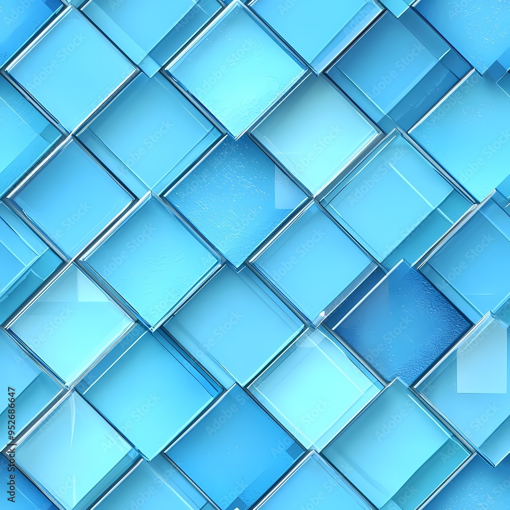 Vibrant blue geometric pattern created with square tiles. Vibrant blue geometric pattern created with square tiles.
