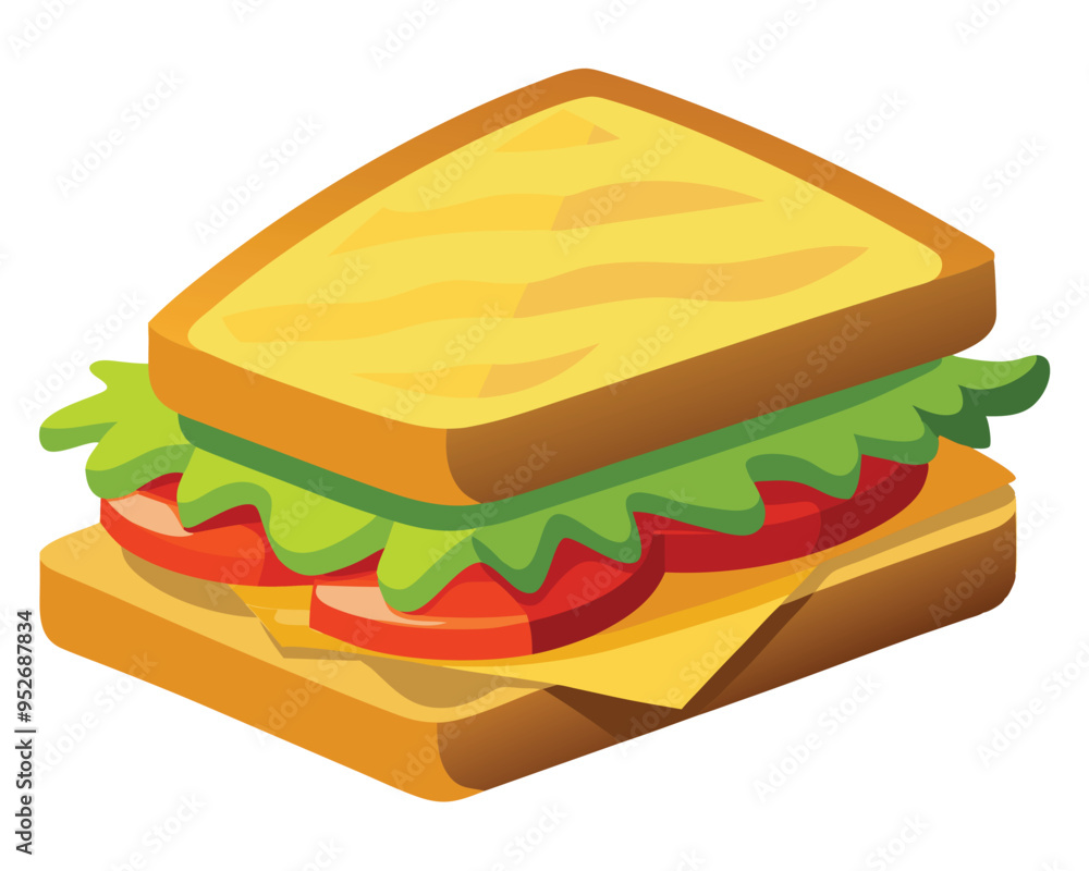 delicious sandwich with crispy bacon fresh lettuce and layered cheese vector illustration delicious sandwich with crispy bacon fresh lettuce and layered cheese vector illustration