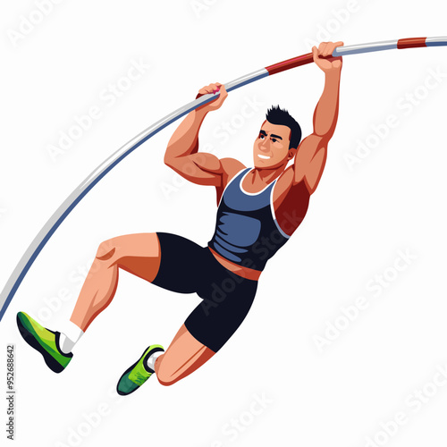 Pole Vaulting Man Vector Art Design