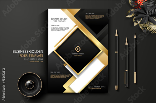 Premium black and golden business flyer template