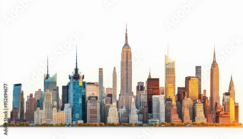 New york city skyline with the empire state building at sunset