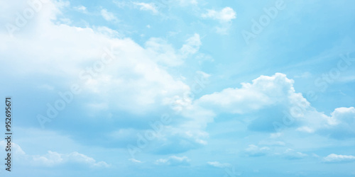 blue beautiful clouds sky soft bright sunny winter template canvas love banner natural background clear white clouds sun reflection daytime Serene  fluffy cumulus clouds heap landscape Panorama Blue  