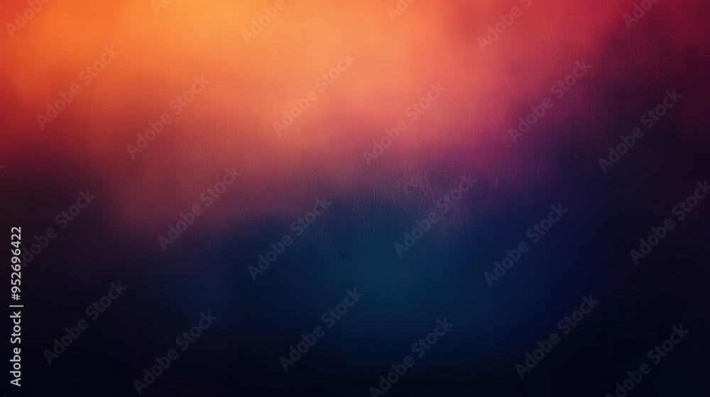 Naklejka premium A mesmerizing blend of colors fills the canvas with deep blues and warm oranges, creating an ethereal atmosphere reminiscent of twilight. This artistic design evokes feelings of tranquility