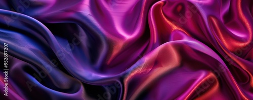 Elegant background with flowing silk in shades of purple, pink, and blue creating a luxurious and smooth texture. Perfect for fashion and design.