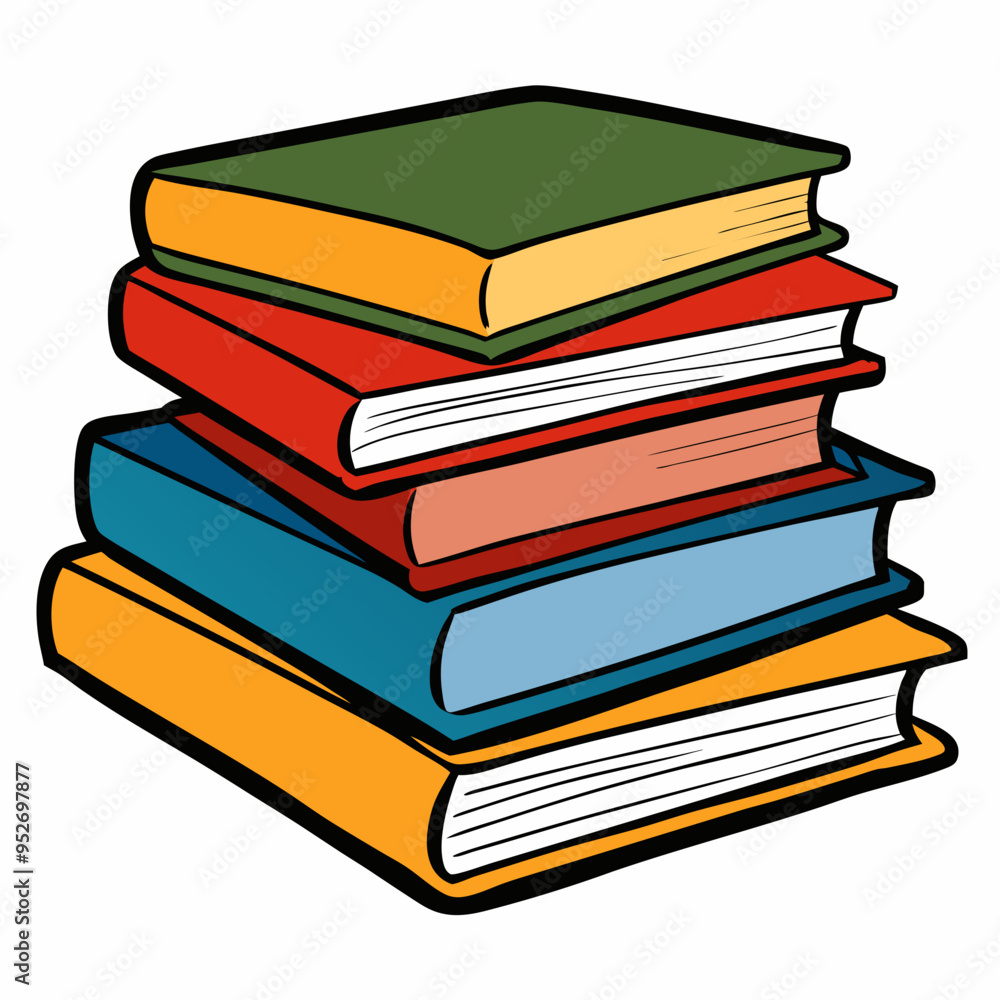 White Background Stack of Books Vector Art White Background Stack of Books Vector Art