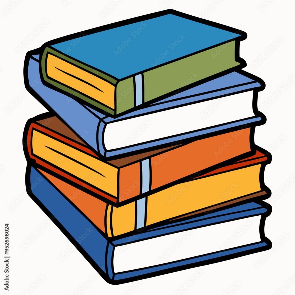 White Background Stack of Books Vector Art White Background Stack of Books Vector Art