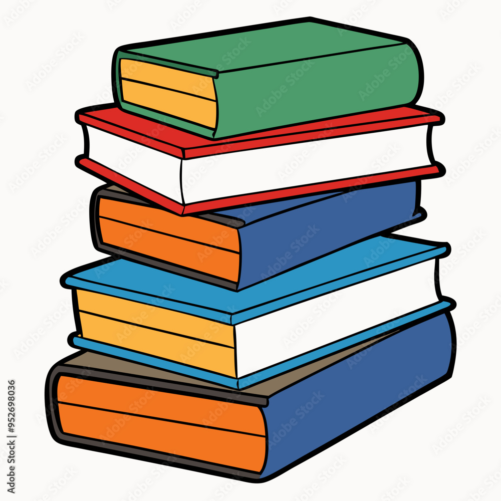 White Background Stack of Books Vector Art White Background Stack of Books Vector Art