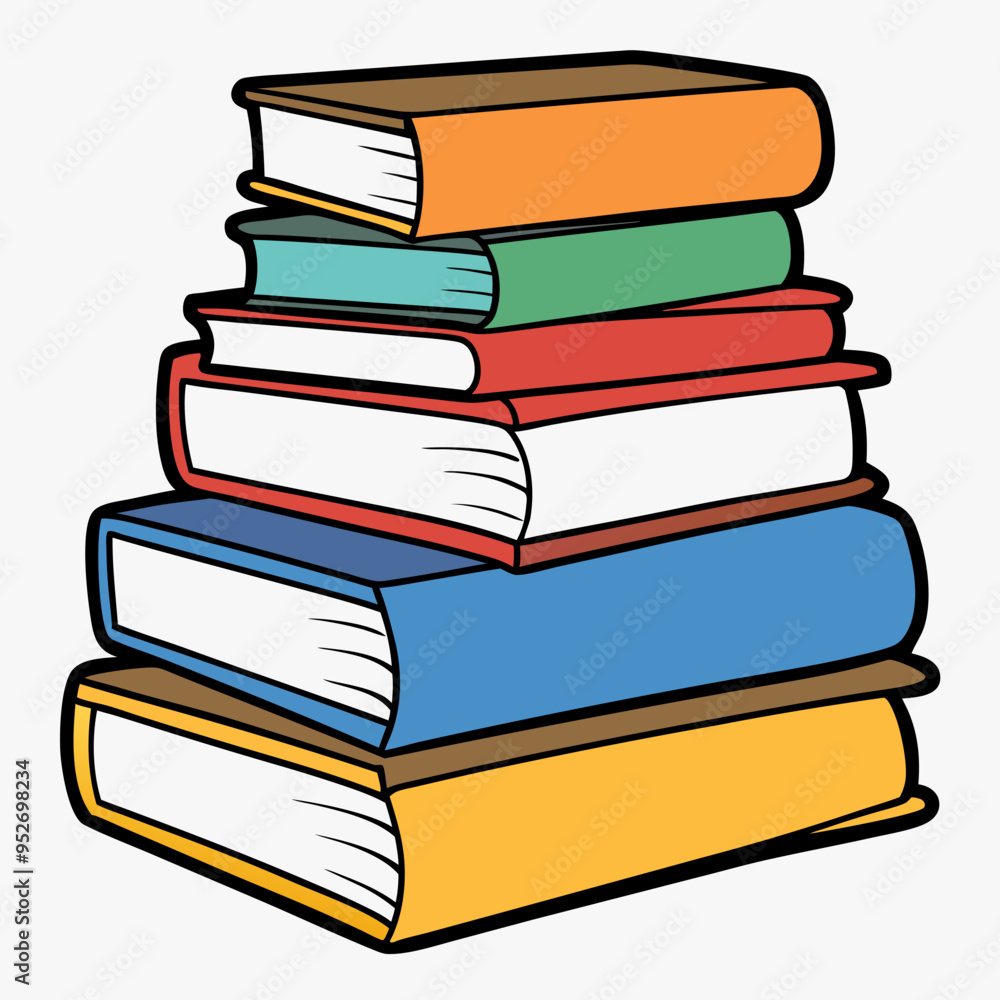 White Background Stack of Books Vector Art White Background Stack of Books Vector Art