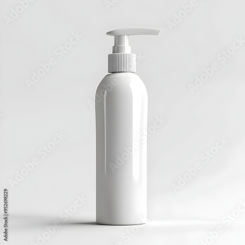 Minimalist Studio Shot of White Facial Cleanser Bottle on Plain Background
