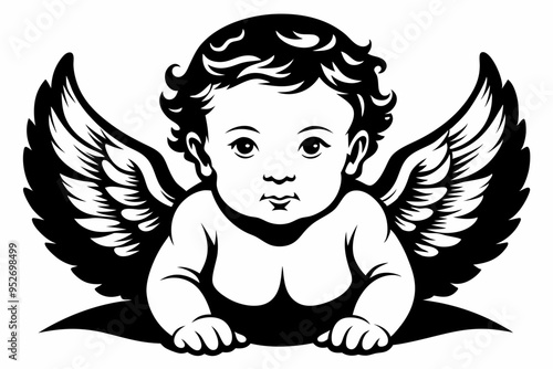 Baby Angel silhouette vector illustration