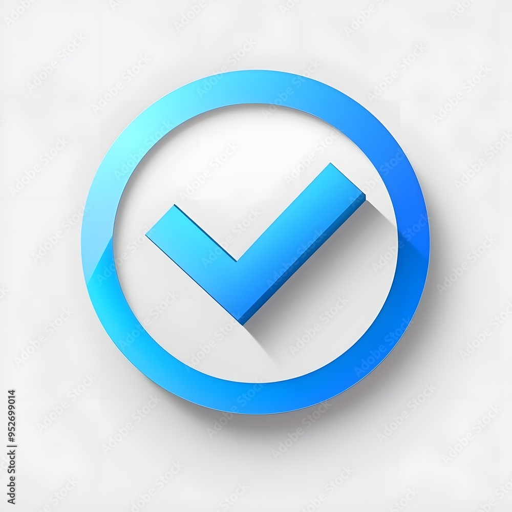 3d check icon, checklist tick, done mark. Vector realistic plastic style checkmark, symbol of selection, confirmation or approval. blue circle with a white, white background 3d check icon, checklist tick, done mark. Vector realistic plastic style checkmark, symbol of selection, confirmation or approval. blue circle with a white, white background