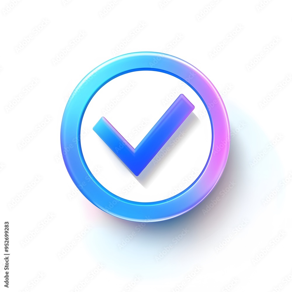 3d check icon, checklist tick, done mark. Vector realistic plastic style checkmark, symbol of selection, confirmation or approval. blue circle with a white, white background 3d check icon, checklist tick, done mark. Vector realistic plastic style checkmark, symbol of selection, confirmation or approval. blue circle with a white, white background