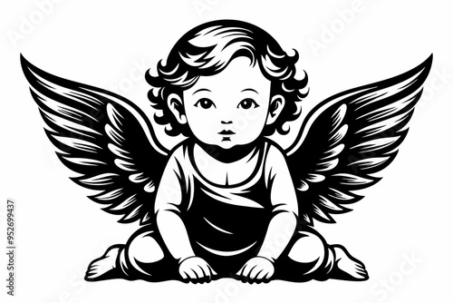 Baby Angel silhouette vector illustration