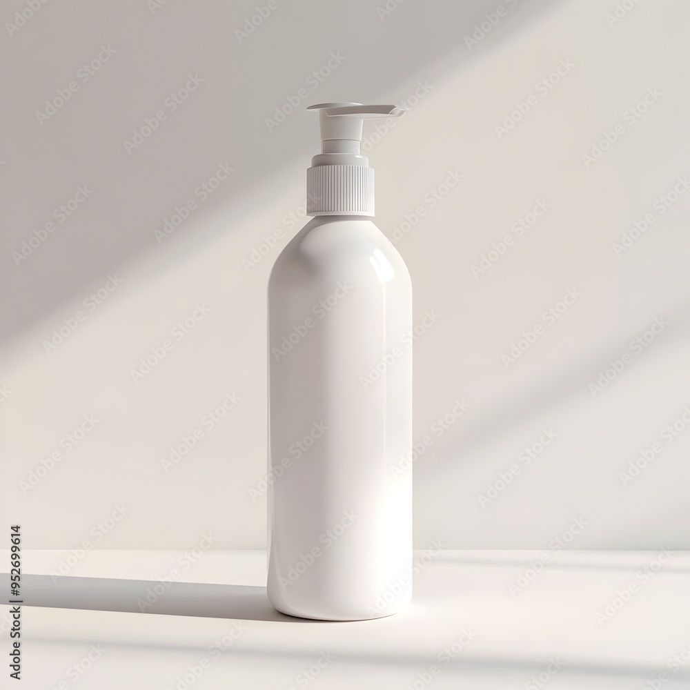 Minimalist White Bottle of Facial Cleanser Isolated on Plain Background Minimalist White Bottle of Facial Cleanser Isolated on Plain Background