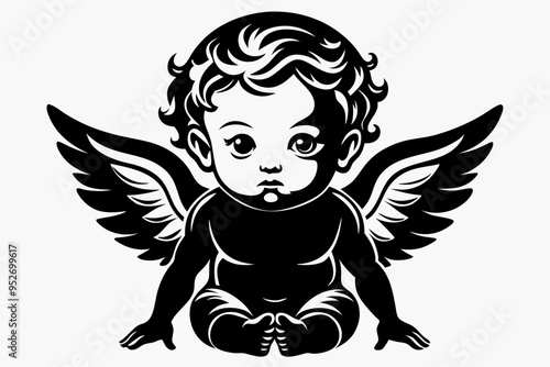 Baby Angel silhouette vector illustration