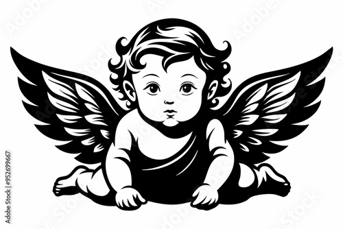 Baby Angel silhouette vector illustration