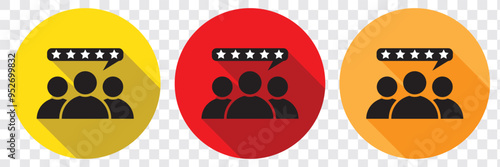Customer experience or 5 star satisfaction rating flat vector icon for review apps and websites