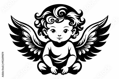 Baby Angel silhouette vector illustration