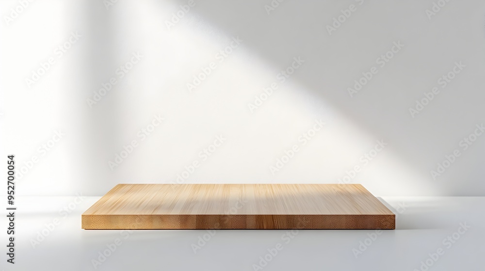 Minimalist Wooden Board Isolated on White Background with Natural Sheen Minimalist Wooden Board Isolated on White Background with Natural Sheen