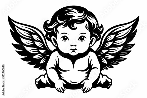 Baby Angel silhouette vector illustration