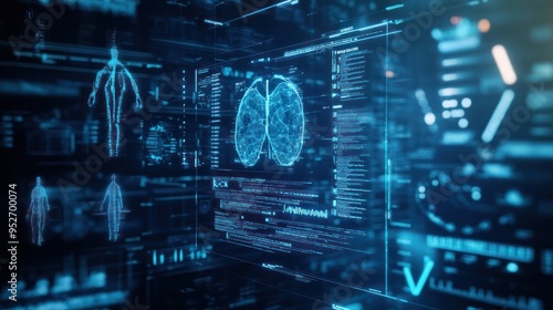 Digital Interface with a Brain Scan and Code Display