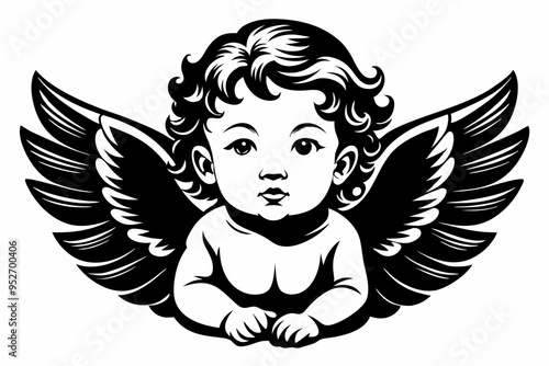 Baby Angel silhouette vector illustration