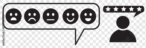 Customer experience or 5 star satisfaction rating line art vector icon for review apps and websites. Eps 10. 