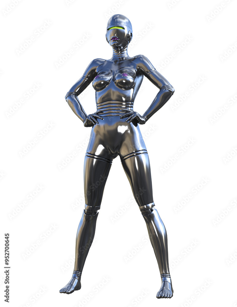 3d render sci fi woman, silver robot 3d render sci fi woman, silver robot