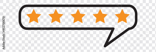 5 star rating. Positive review of customer. Feedback with satisfaction rating. Survey about quality service. Concept vector icon illustration. EPS 10.