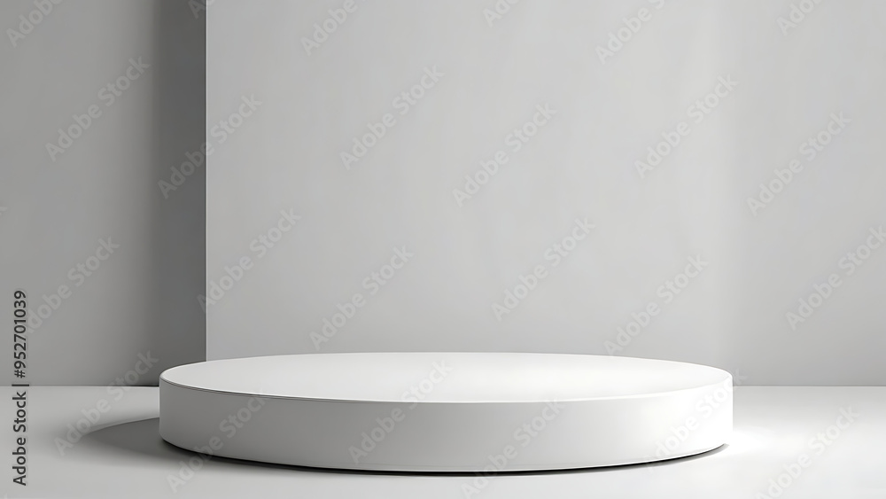 Minimalist 3D White Circular Podium with soft Background and Glass Circle Element for Product Display, Mockup Minimalist 3D White Circular Podium with soft Background and Glass Circle Element for Product Display, Mockup