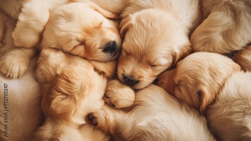 Sleeping Golden Retriever Puppies