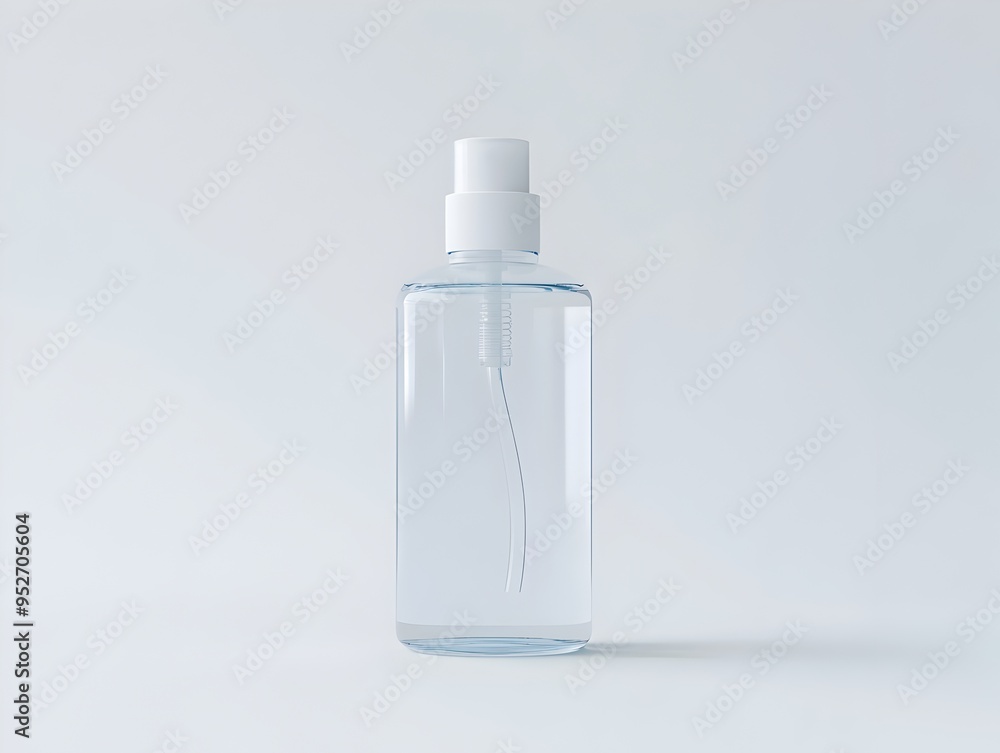 Pristine White Bottle of 3D Rendered Hand Sanitizer on Clinical Medical Background Pristine White Bottle of 3D Rendered Hand Sanitizer on Clinical Medical Background