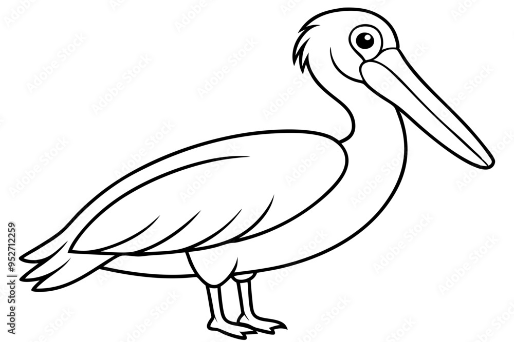 Fototapeta premium Pelican Line Art Vector Illustration