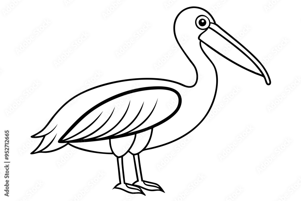 Fototapeta premium Pelican Line Art Vector Illustration