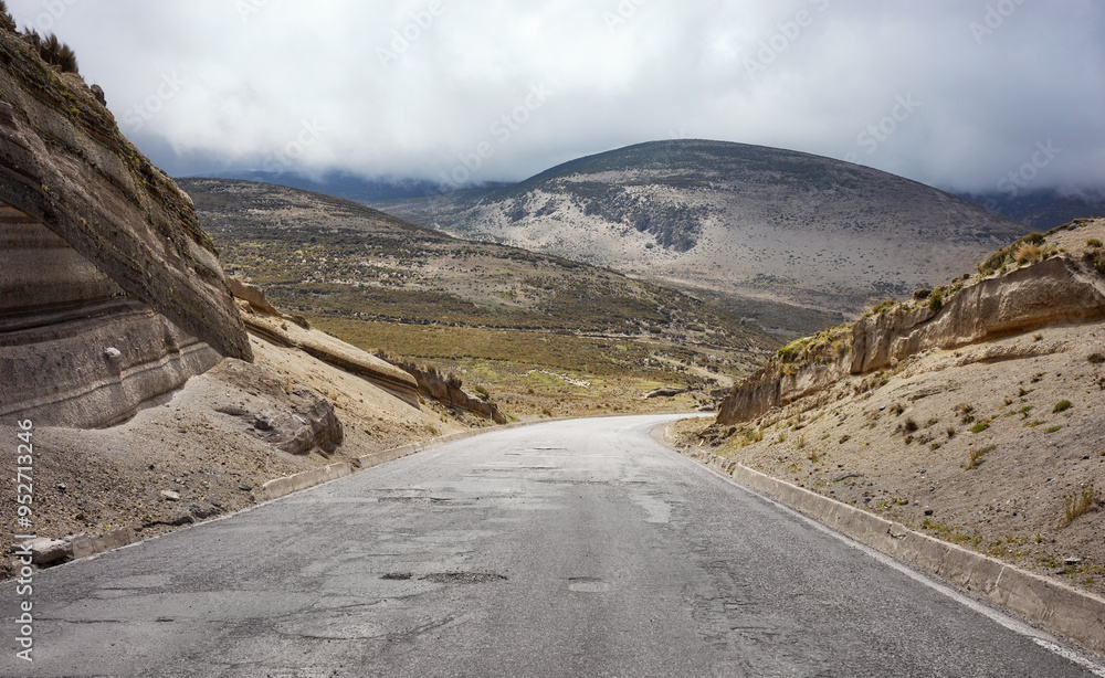 Asphalt road in Andes, Chimborazo region, Ecuador. Asphalt road in Andes, Chimborazo region, Ecuador.