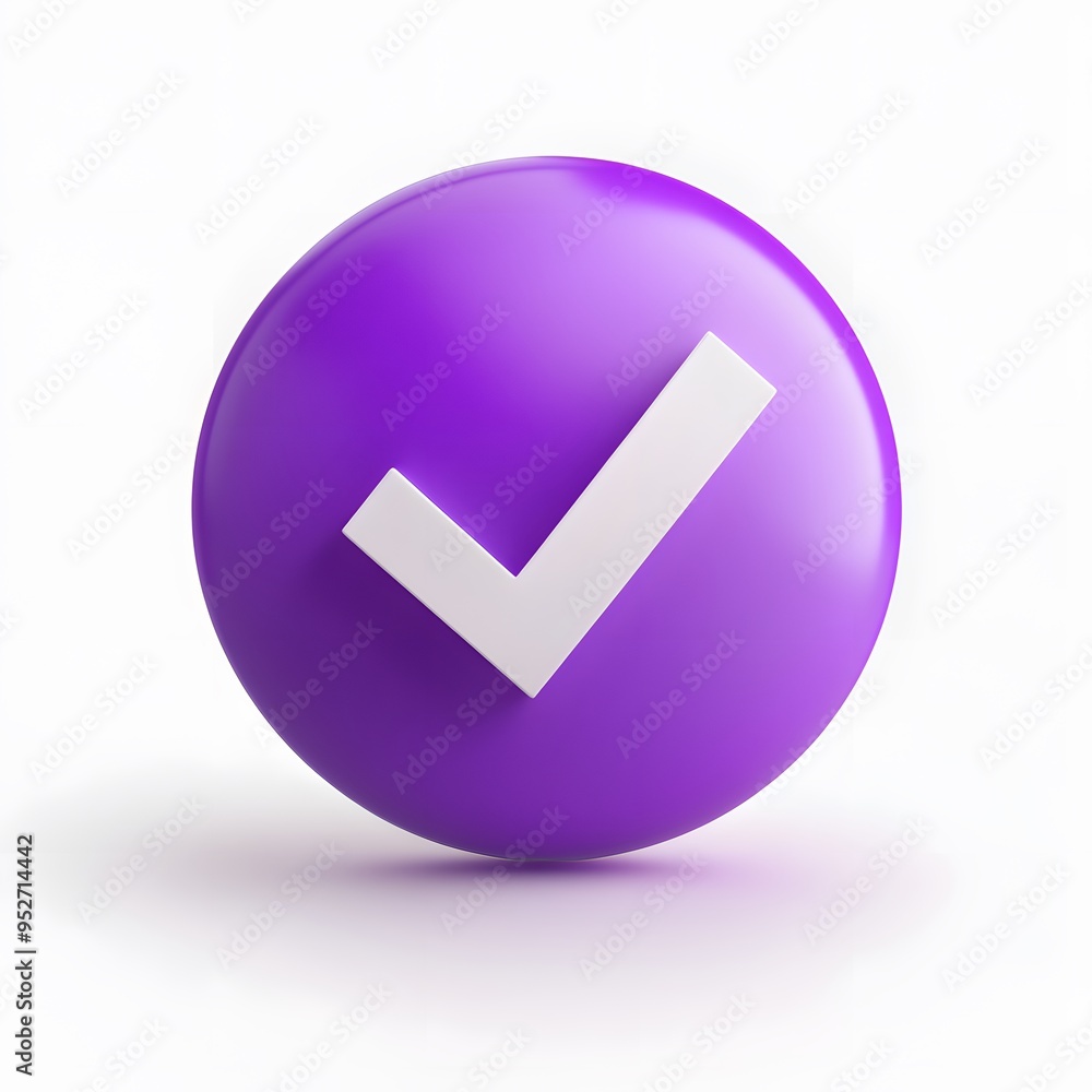 3d check icon, checklist tick, done mark. Vector realistic plastic style checkmark, symbol of selection, confirmation or approval. Purple circle with a white, white background
3d check icon, checklist tick, done mark. Vector realistic plastic style checkmark, symbol of selection, confirmation or approval. Purple circle with a white, white background
