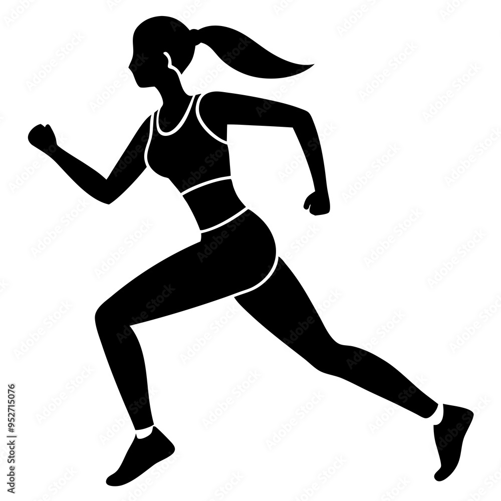 Fitness Women Running Pose - Vector Illustration Fitness Women Running Pose - Vector Illustration