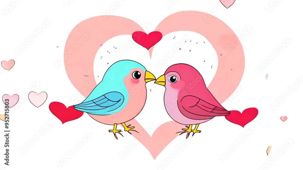 Sweet Cartoon Birds Sharing Love in a Heart-Filled Illustration Generative AI Sweet Cartoon Birds Sharing Love in a Heart-Filled Illustration Generative AI